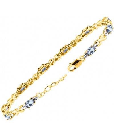 Bracelets for Women Yellow Gold Plated Silver XO Hugs & Kisses Tennis Bracelet Gemstone & Genuine Diamonds Adjustable to Fit ...