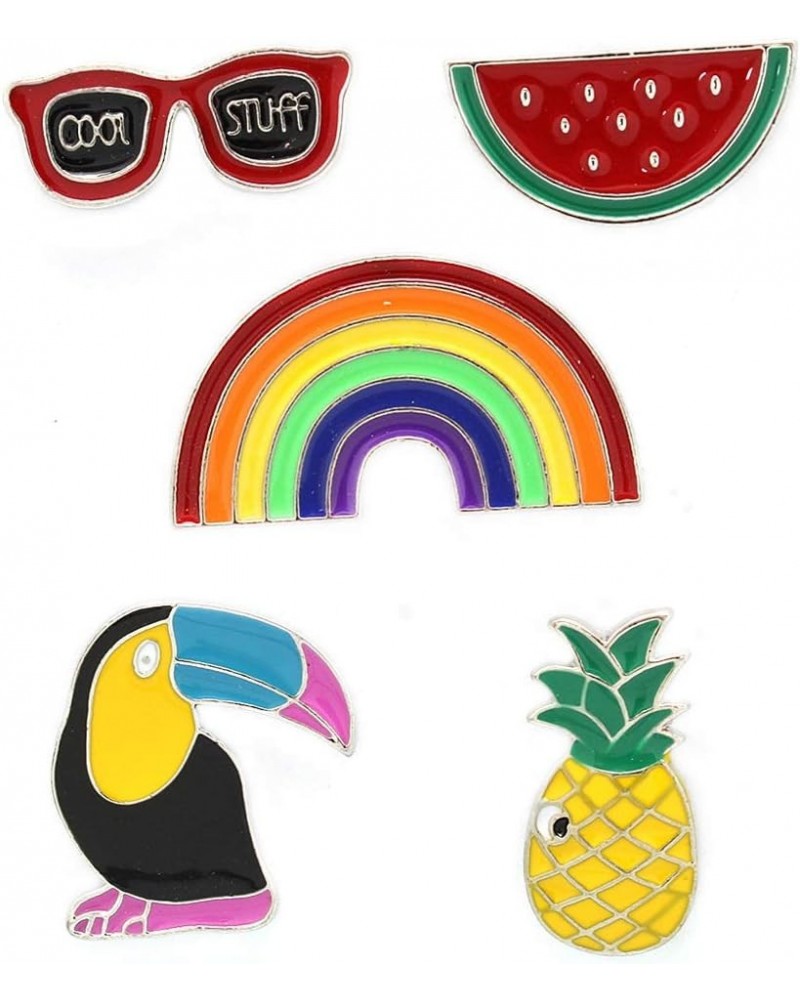 Funny Enamel Brooch Pin Set Cute Cartoon Brooches Lapel Pins Badge for Kids Children Jean Bag Clothes Decoration Rainbow glas...