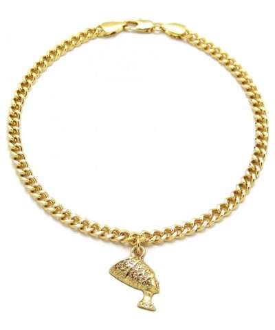 Women Girls Fashion Egypt Queen Nefertiti Charm 4 mm 10 inches Cuban Chain Anklet Ankle Bracelet Gold Nefertiti $11.39 Anklets