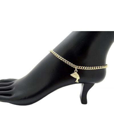 Women Girls Fashion Egypt Queen Nefertiti Charm 4 mm 10 inches Cuban Chain Anklet Ankle Bracelet Gold Nefertiti $11.39 Anklets