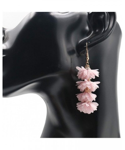 Unique Chic Long Fabric Flower Tassel Dangle Drop Earrings Cute Fashion Floral Petals Earring for Women Teen Girls Christmas ...