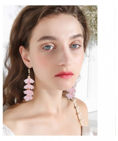 Unique Chic Long Fabric Flower Tassel Dangle Drop Earrings Cute Fashion Floral Petals Earring for Women Teen Girls Christmas ...