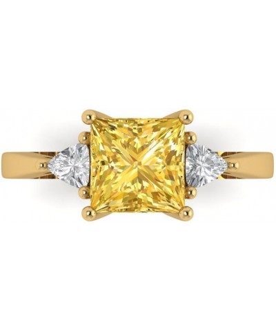 2.34ct Princess Trillion cut 3 stone Solitaire Natural Citrine Engagement Promise Anniversary Bridal ring 14k Yellow Gold $12...