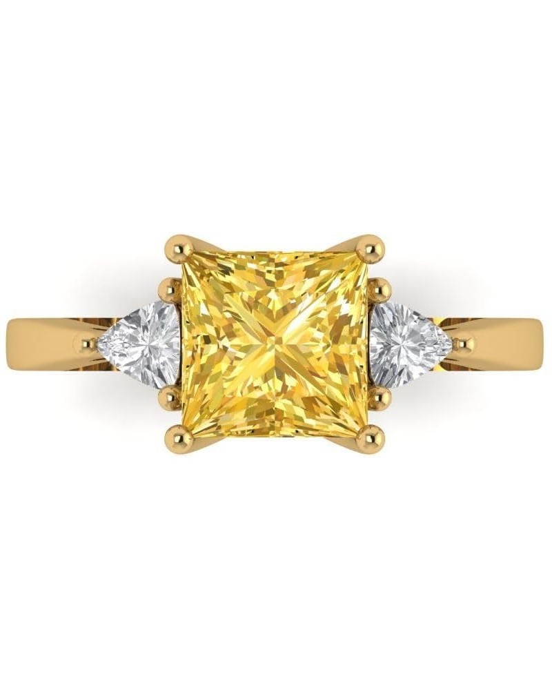 2.34ct Princess Trillion cut 3 stone Solitaire Natural Citrine Engagement Promise Anniversary Bridal ring 14k Yellow Gold $12...