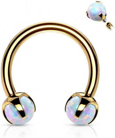 8mm Claw Set Opal Stone Internally Threaded Horseshoes Nose Septum Rings Cartilage 16g - Gold/Opal White $8.83 Body Jewelry