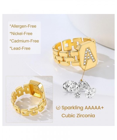 Cubic Zirconia Letter Rings Gold, Bold Initial Open Ring Adjustable for Women Statement Rings for Party Letter B $11.24 Rings