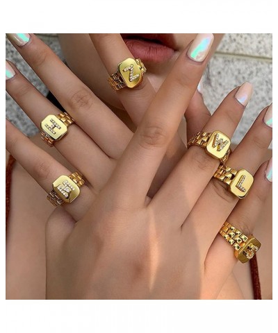 Cubic Zirconia Letter Rings Gold, Bold Initial Open Ring Adjustable for Women Statement Rings for Party Letter B $11.24 Rings