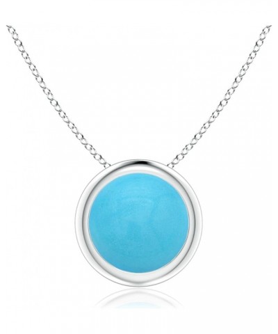 Natural Turquoise Solitaire Pendant Necklace for Women, Girls in 14K Solid Gold/Sterling Silver | Jewelry Gift for Her | Birt...