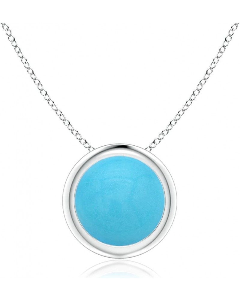 Natural Turquoise Solitaire Pendant Necklace for Women, Girls in 14K Solid Gold/Sterling Silver | Jewelry Gift for Her | Birt...