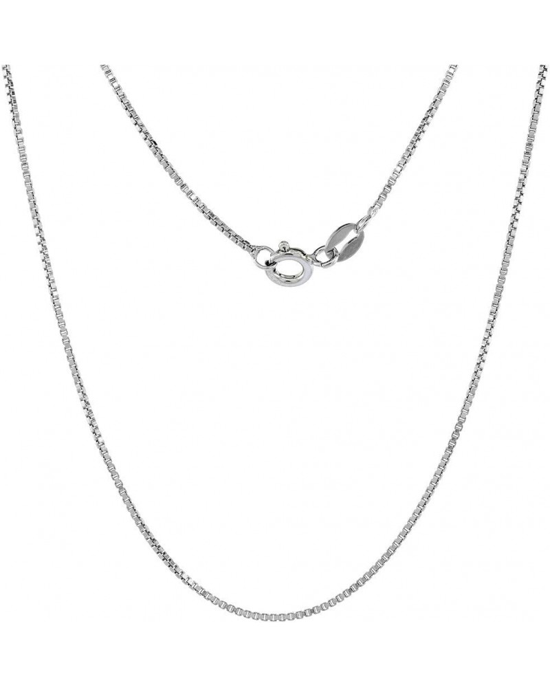 Sterling Silver 1mm Box Chain Necklace for Men and Women Assorted Finishes Nickel Free Italy 14-36 inch lengths Rhodium Plate...