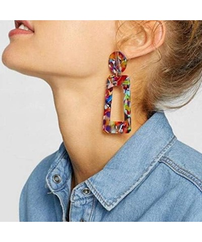 Six Color Fashion Tortoise Leopard Acrylic Clip on Earrings Long Geometric Square No Pierced Ear Clips for Women Party brinco...