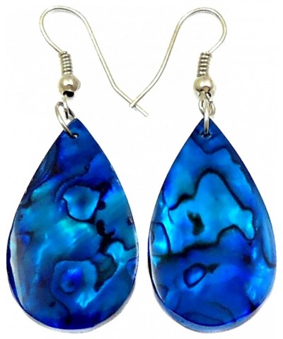 Blue Paua Abalone Earrings, Handmade Teardrop Natural Abalone Shell Earrings for Women, Dangle Drop Paua Seashell Earrings Je...