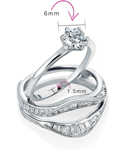 Personalize 1.5-2.5CT Cubic Zirconia Enhancer Guard Round Solitaire Halo Marquise AAA CZ Baguette Band Inset Anniversary Stat...