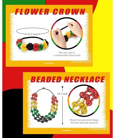 Juneteenth Outfit African Accessories Sets for Women Jamaica Sunglasses Rasta Beaded Bracelet Wood Dangle Earrings Set B $9.4...