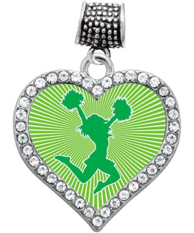 Silver Open Heart Charm for Bracelet with Cubic Zirconia Jewelry Cheerleader - Green $10.99 Bracelets