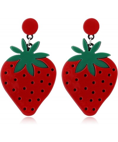 Cute Summer Fruit Dangle Earrings Simulated Acrylic Fruit Earrings For Women Girls strawberry $6.26 Earrings