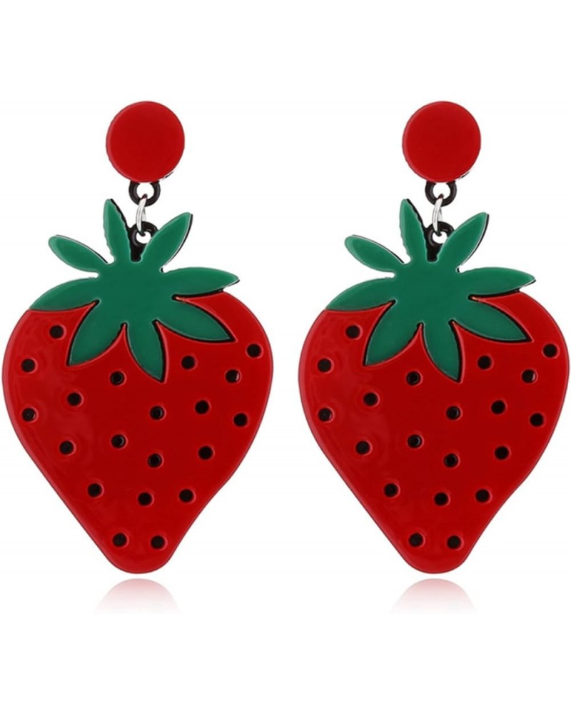 Cute Summer Fruit Dangle Earrings Simulated Acrylic Fruit Earrings For Women Girls strawberry $6.26 Earrings