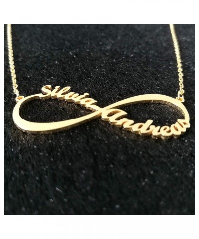 Sterling Silver Infinity Name Necklace Personalized 18K Gold Plated Nameplate Custom Pendant Jewelry Gift for Women 4-Four Na...