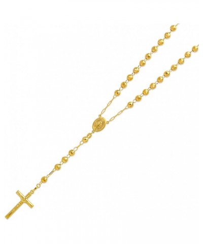 Solid 14K Yellow Gold Chain Cross Necklace DC Bead Rosary Necklace (16, 18, 20, 24, 26") Bead 5mm $173.96 Necklaces