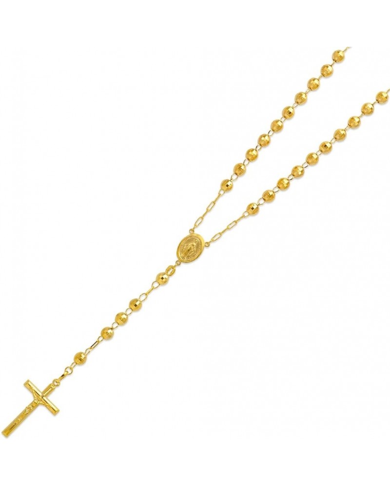 Solid 14K Yellow Gold Chain Cross Necklace DC Bead Rosary Necklace (16, 18, 20, 24, 26") Bead 5mm $173.96 Necklaces