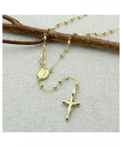 Solid 14K Yellow Gold Chain Cross Necklace DC Bead Rosary Necklace (16, 18, 20, 24, 26") Bead 5mm $173.96 Necklaces