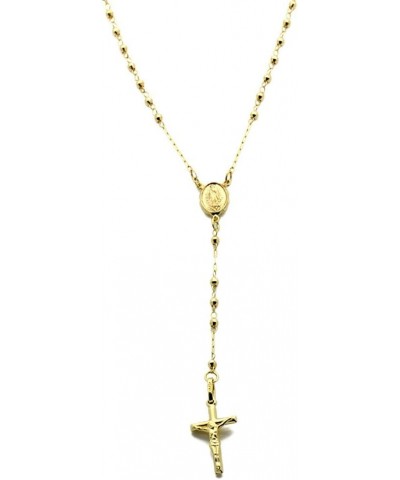 Solid 14K Yellow Gold Chain Cross Necklace DC Bead Rosary Necklace (16, 18, 20, 24, 26") Bead 5mm $173.96 Necklaces