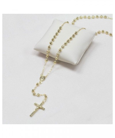 Solid 14K Yellow Gold Chain Cross Necklace DC Bead Rosary Necklace (16, 18, 20, 24, 26") Bead 5mm $173.96 Necklaces