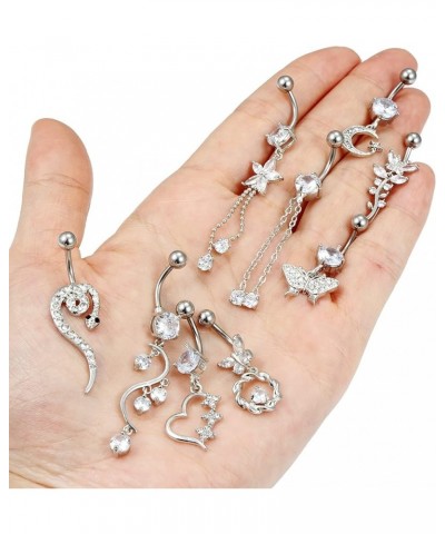 14G Belly Button Rings Belly Rings for Women Stainless Steel Belly Piercing Jewelry Surgical Steel Dangle Belly Button rings ...