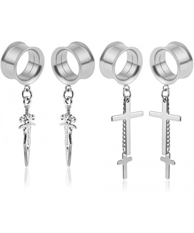 2 Pair Ear Gauges Cool Design Hypoallergenic 316 Stainless Steel Dangle Ear Plugs Tunnels Stretcher Piercing Body Jewelry 25m...