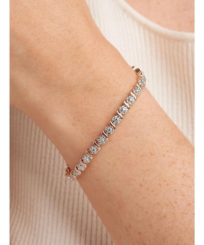 Charm Bracelet with Diamond Accent S-Link Chain, Diamond Tennis Bracelets, Bracelets for Women Star Rose Gold $16.10 Bracelets