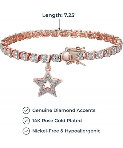 Charm Bracelet with Diamond Accent S-Link Chain, Diamond Tennis Bracelets, Bracelets for Women Star Rose Gold $16.10 Bracelets