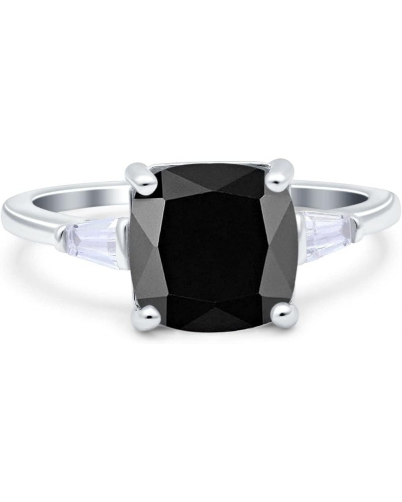 Cushion Cut Art Deco Wedding Bridal Ring Baguette Simulated Cubic Zirconia 925 Sterling Silver Simulated Black CZ $12.09 Brac...