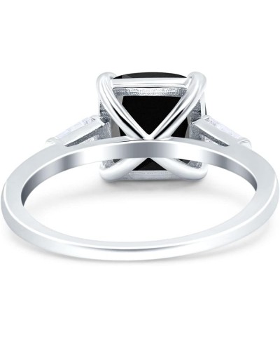 Cushion Cut Art Deco Wedding Bridal Ring Baguette Simulated Cubic Zirconia 925 Sterling Silver Simulated Black CZ $12.09 Brac...