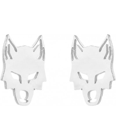 Punk Wolf Head Small Stud Earrings for Women Teen Girls Stainless Steel Animal Cartilage Pierced Studs Earring Fashion Jewelr...