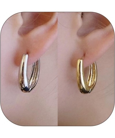 Gold Hoop Earrings for Women Chunky Huggie Earrings Silver Beaded Hoop Earrings for Girls Small Hoop Earrings Trendy Jewelry ...