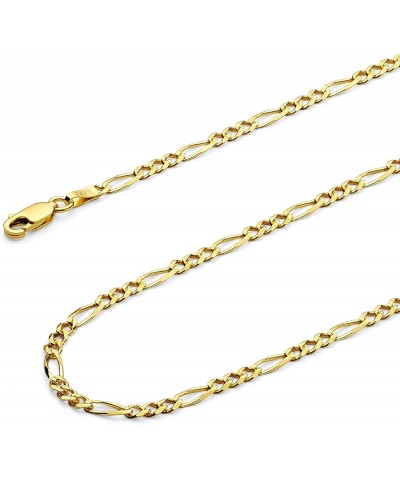 14K Solid Gold Figaro Chains (Select Options) 7 Inches Yellow Gold Pave $1.00 Necklaces