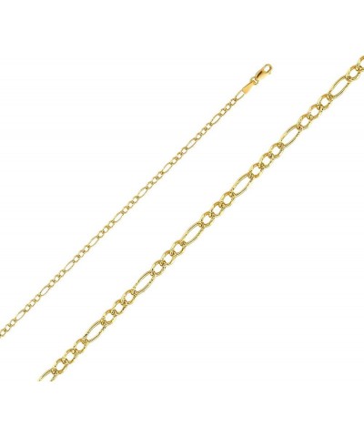 14K Solid Gold Figaro Chains (Select Options) 7 Inches Yellow Gold Pave $1.00 Necklaces