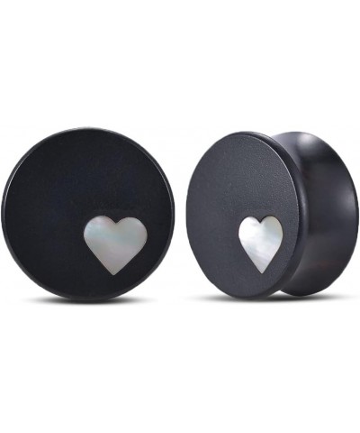 1 Pair Gauges For Ears Wood Saddle Plugs and Tunnels Heart Logo Earrings Expander Stretchers. M841 0g(8mm) $9.40 Body Jewelry