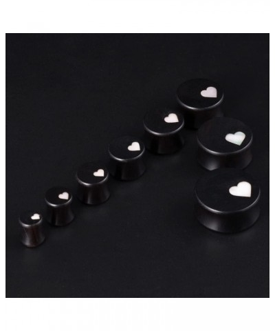 1 Pair Gauges For Ears Wood Saddle Plugs and Tunnels Heart Logo Earrings Expander Stretchers. M841 0g(8mm) $9.40 Body Jewelry