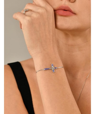 Cross Bracelet 925 Sterling Silver Infinity Sideways Bracelet Religious Jewelry Christian Baptism Gift 09-sapphire-Sept $40.4...