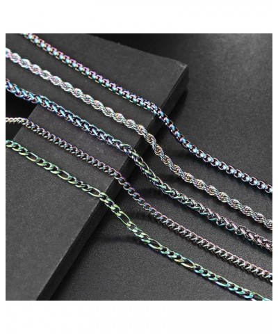 Rainbow Cuban Link Chain Necklace for Women Hip Hop Punk Thick Franco Rope Figaro Chains Man 60cm Choker Neck Jewelry C021 C0...