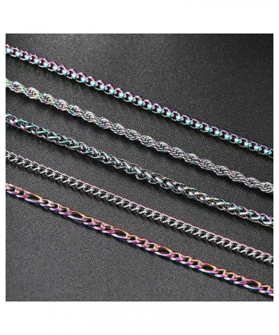 Rainbow Cuban Link Chain Necklace for Women Hip Hop Punk Thick Franco Rope Figaro Chains Man 60cm Choker Neck Jewelry C021 C0...