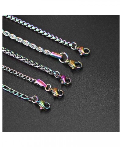 Rainbow Cuban Link Chain Necklace for Women Hip Hop Punk Thick Franco Rope Figaro Chains Man 60cm Choker Neck Jewelry C021 C0...