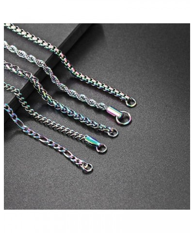 Rainbow Cuban Link Chain Necklace for Women Hip Hop Punk Thick Franco Rope Figaro Chains Man 60cm Choker Neck Jewelry C021 C0...