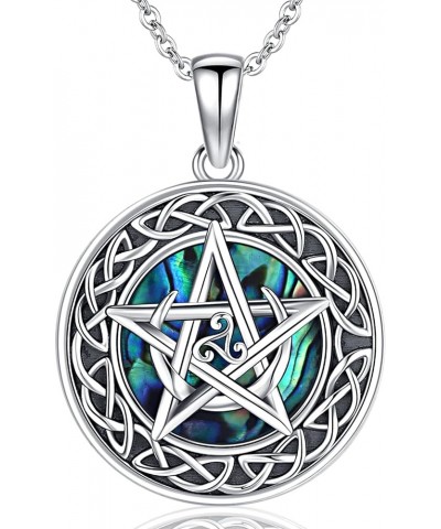 Tetragrammaton/Pentagram/Triple Moon Goddess Necklace for Men Women 925 Sterling Silver Witch Knot Pentacle Pendant Pagan Wic...