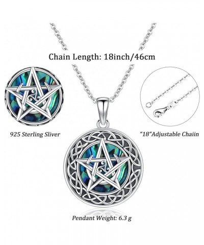 Tetragrammaton/Pentagram/Triple Moon Goddess Necklace for Men Women 925 Sterling Silver Witch Knot Pentacle Pendant Pagan Wic...