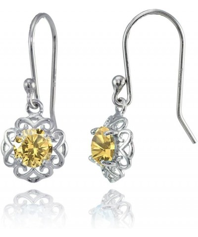 Sterling Silver or Yellow Gold Flashed Gemstone Round Filigree Dangle Earrings Sterling Silver Citrine $17.84 Earrings