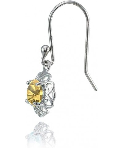 Sterling Silver or Yellow Gold Flashed Gemstone Round Filigree Dangle Earrings Sterling Silver Citrine $17.84 Earrings