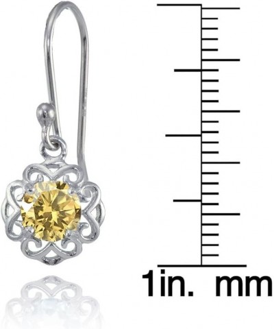 Sterling Silver or Yellow Gold Flashed Gemstone Round Filigree Dangle Earrings Sterling Silver Citrine $17.84 Earrings