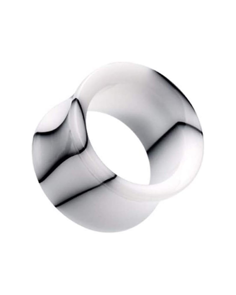 Marble Swirl Acrylic Double Flared Ear Gauge Tunnel Plug 3/4" (19mm), White $9.68 Body Jewelry